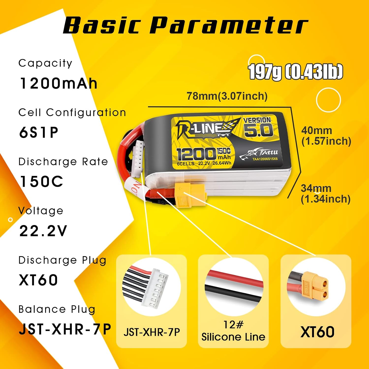TATTU R-LINE 5.0 22.2V 1200mAh - Drone Battery 6S avaliação e preço