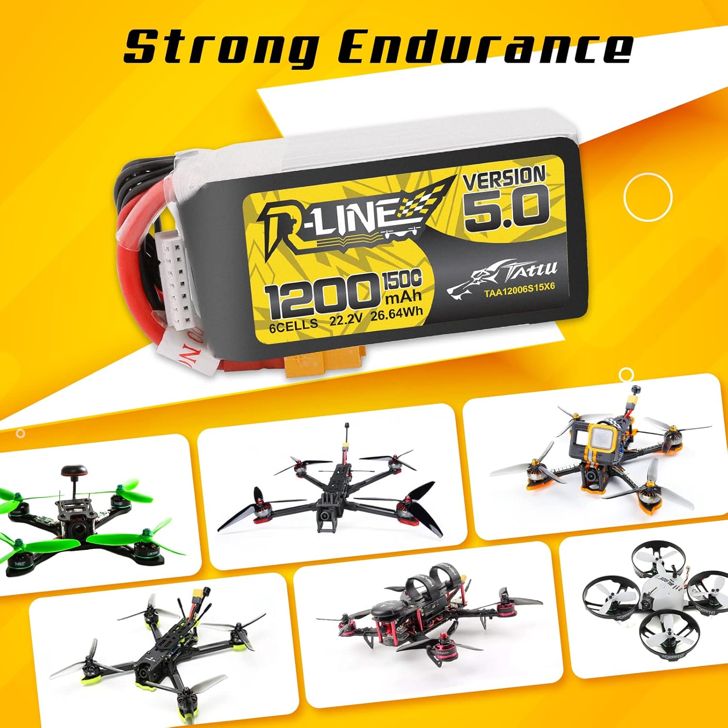 TATTU R-LINE 5.0 22.2V 1200mAh - Drone Battery 6S avaliação e preço